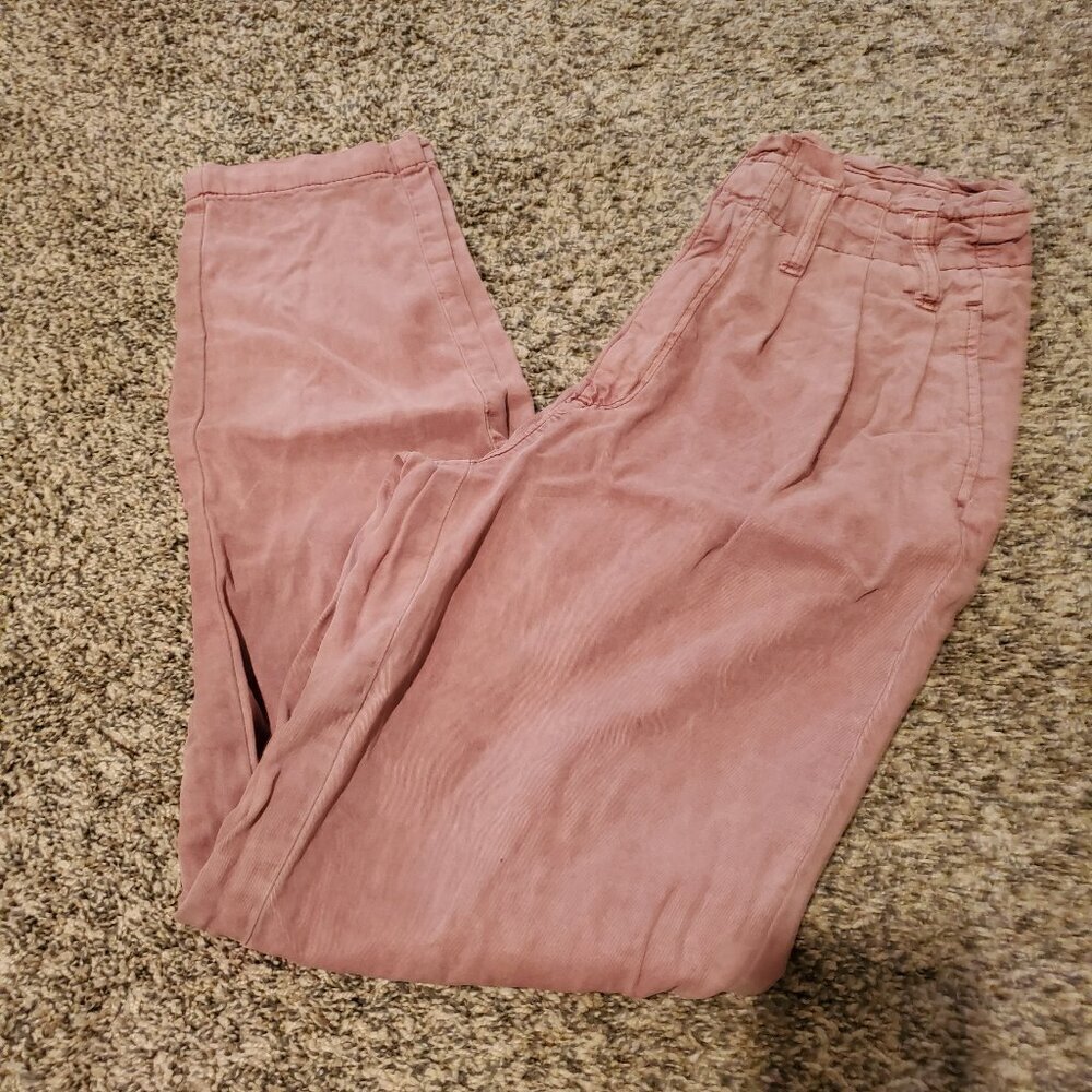 American Eagle High Waisted Paperbag Chino Pants Blush Pink 0
